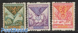 Netherlands 1925 Child Welfare 3v Syncopatic Perf., Unused (hinged), History - Nature - Coat Of Arms - Flowers & Plant.. - Nuevos
