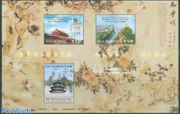 San Marino 2004 China S/s, Mint NH, Nature - Birds - Flowers & Plants - Art - Architecture - Unused Stamps