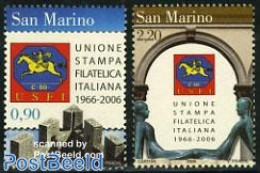 San Marino 2006 125 Years Stamp & Philatelic Union 2v, Mint NH, Nature - Horses - Philately - Ongebruikt