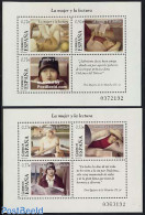 Spain 2004 Woman & Lecture 2 S/s, Mint NH, History - Nature - Transport - Newspapers & Journalism - Women - Dogs - Shi.. - Neufs