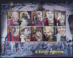 San Marino 2005 Theatre 10v M/s, Mint NH, Performance Art - Theatre - Unused Stamps