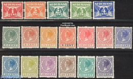 Netherlands 1925 Definitives 18v, No WM, Syncopatic Perforations, Unused (hinged) - Nuovi
