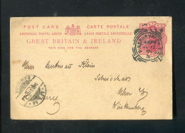 "GROSSBRITANIEN" 1901, Postkarte Stempel "FINSBURY", Ankunftsstempel "Ulm-Bahnhof" (B1189) - Cartas & Documentos
