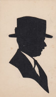 Silhouette Man With Hat Old Card Hand Made With Scissors - Silhouette - Scissor-type