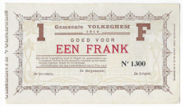 Noodgeld Volkeghem 1 Frank 1915 - 1-2 Francs