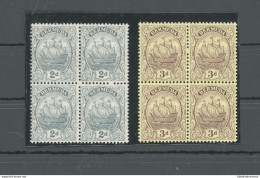 1910-25 BERMUDA, Stanley Gibbons N. 47-49 - 2d. Grey - 3d. Purple - Blocco Di Quattro - MNH** - Andere & Zonder Classificatie