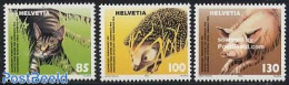 Switzerland 2004 Animal Protection 3v, Mint NH, Nature - Animals (others & Mixed) - Cats - Hedgehog - Unused Stamps