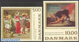 Denmark 1984 Paintings 2v, Mint NH, Nature - Various - Cattle - Folklore - Art - Modern Art (1850-present) - Nuevos