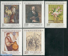 Czechoslovkia 1974 Paintings 5v, Mint NH, Performance Art - Music - Art - Clocks - Modern Art (1850-present) - Paintings - Autres & Non Classés