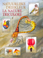 Belgium 2021 Natural Tri-colour 5v M/s, Mint NH, Nature - Birds - Flowers & Plants - Mushrooms - Poultry - Unused Stamps
