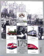 Belgium 2021 175 Years Railway Brussels-Paris 5v M/s, Mint NH, Transport - Railways - Ongebruikt