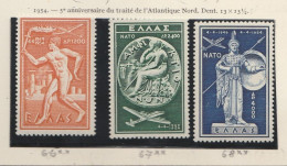 Grece Poste Aérienne N° 66 à 68 ** Neufs 5 éme Anniversaire OTAN - Unused Stamps