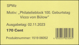 Block 92 Geburtstag Von Bülow Und Loriot - Beipackzettel - Altri & Non Classificati