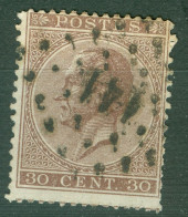 Belgique Cob 19 Ob Second Choix - 1865-1866 Profilo Sinistro
