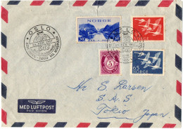 1,48 NORWAY, AIRMAIL, 1957, COVER TO JAPAN (TORN MIDDLE PART OF THE UPPER SIDE) - Cartas & Documentos