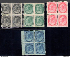 1887-98 CANADA - Regina Vittoria - Stanley Gibbson N. 141-143-144-146 - 4 Valori - MNH** Blocchi Di Quattro - Andere & Zonder Classificatie