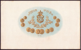 Etiquette Boite De Cigares " Chromo " ( 26 X 16 Cm ) Blason Et Monnaies, Flor Fina - Articoli Pubblicitari