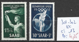 SARRE 301-302 ** Côte 13 € - Estate 1952: Helsinki