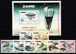 Zaire (Kongo) 580-587 Und Block 22 Postfrisch Flugzeuge #GY633 - Otros & Sin Clasificación