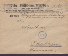 Germany JOHS. HOFFMANN, NÜRNBERG 1919 Cover Brief Lettre Kriegsgefangenen Sendung NORDKORS Kopenhagen Denmark - Gevangenenpost