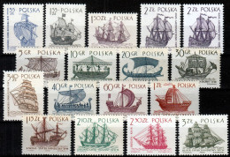 ⁕ Poland / Polska 1964 & 1965 ⁕ Sailing Ships Mi.1465-1472 & Mi.1562-1569 ⁕ 17v MNH - Unused Stamps