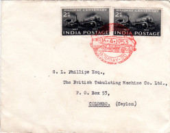 Indien 1953, MeF 2x2 As. Eisenbahn Jubiläum Auf FDC M. Rotem Dampflok Stempel. - Altri & Non Classificati