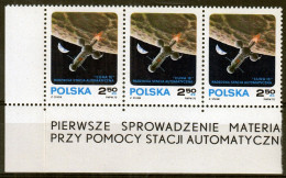 ⁕ Poland / Polska 1970 ⁕ Luna 16 Moon Mi.2040 ⁕ MNH Strip Of 3 - Neufs