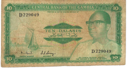 GAMBIA P6b 10 DALASI 1972  #D    Signature 5    FINE - Gambia