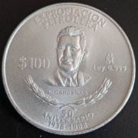 MEXICO 1988 $100 OIL INDUSTRY .999 Silver Coin, Scarce, See Imgs., Nice - Messico