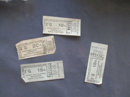 LOT DE 4 TICKETCOMPAGNIE OMNIBUS LOUVRE SAINT CLOUD . BOULOGNE GARE AUTEUIL - Europa