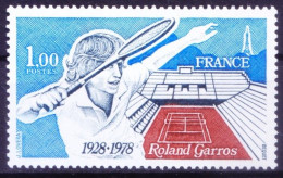 France 1978 MNH, French Open Tennis At Roland-Garros Stadium 50th Anniv. Sports - Tennis