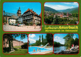 73017764 Amorbach Miltenberg Fachwerkhaus Panorama Freibad Promenade  - Amorbach