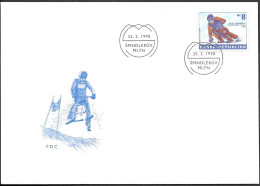 Czech Republic Winter Sports FDC Cover 1998. Skibob World Championship. Spindleruv Mlyn - Brieven En Documenten
