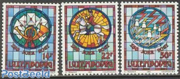 Luxemburg 1992 150 Years National Post 3v, Mint NH, Nature - Horses - Post - Art - Stained Glass And Windows - Ongebruikt