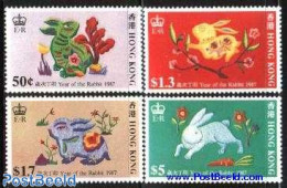 Hong Kong 1987 Year Of The Rabbit 4v, Mint NH, Nature - Various - Animals (others & Mixed) - Rabbits / Hares - New Year - Ongebruikt