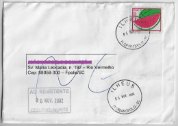 Brazil 2002 Returned To Sender Cover Shipped In Florianópolis Ilhéus Agency Stamp Fruit Watermelon - Covers & Documents