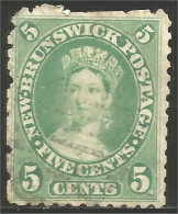 New Brunswick 1860 Queen Victoria 5c Yellow Green Jaune Vert VF TB (XCNB-24) - Usados