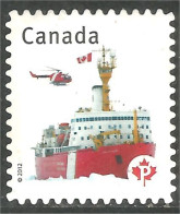 Canada Hélicoptère Helicopter Elicottero Bateau Boat Ship Drapeau Flag Mint No Gum (393) - Usati
