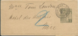 MONACO BANDE 1c  MONTE CARLO POUR NICE ( ALPES MARITIMES ) DE 1892  LETTRE COVER - Covers & Documents