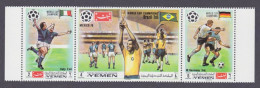 1970 Yemen Kingdom 1150-1152strip 1970 FIFA World Cup In Mexico - 1970 – Mexique