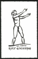 Exlibris Rolf Gjessing, Leichtathlet In Akt  - Bookplates