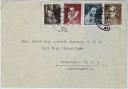 ESPAGNE / ESPANA - 1950/4 Ed.1071/72/73 & 1130 Sobre Carta De SEVILLA A WASHINGTON D.C., EE.UU. - Lettres & Documents