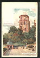 Künstler-AK Karl Mutter: Heidelberg, Achteckiger Turm  - Mutter, K.