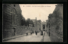 CPA Corbie, Rue Sadi-Carnot Et École Des Garcons  - Corbie