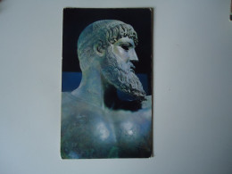 GREECE   POSTCARDS  STATUE POSEIDON ΠΟΣΕΙΔΩΝΑΣ    MORE  PURHASES 10%  DISSCOUNT - Dauphins