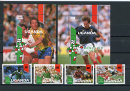 Uganda 807-810+Block118-119 Postfrisch Fussball #GE676 - Uganda (1962-...)