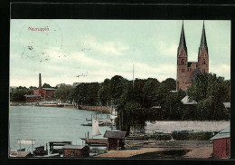 AK Neuruppin, Uferpartie, Blick Zur Kirche  - Neuruppin