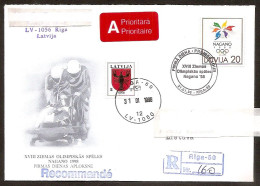 Latvia 1998●Winterolympic Games●Nagano●Bobsport●Mi 474 FDC R-Cover - Inverno1998: Nagano
