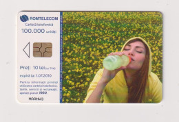 ROMANIA - Woman Drinking Chip  Phonecard - Roemenië