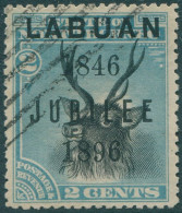 Malaysia Labuan 1896 SG84d 2c Black Blue Stag LABUAN At Top 1846 JUBILEE 1896 - Straits Settlements